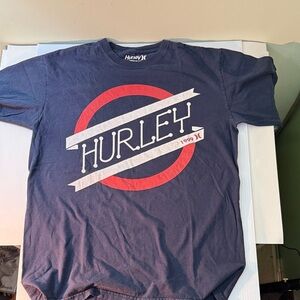 Hurley Men's Blue and Red Graphic Tee, Vintage